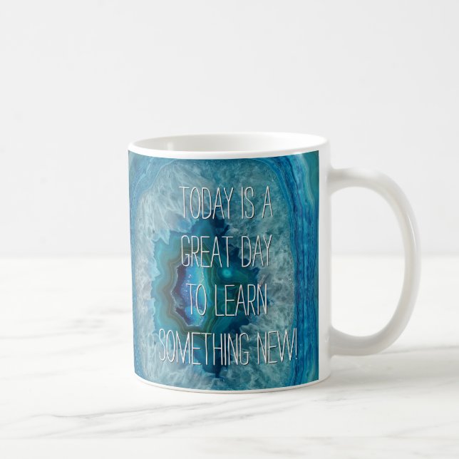 Blue Geode Rock Mineral Agate Crystal Image Coffee Mug (Right)