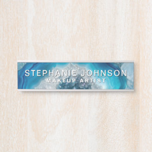 Blue Geode Rock Mineral Agate Crystal Image Door Sign