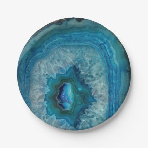 Blue Geode Rock Mineral Agate Crystal Image Paper Plate