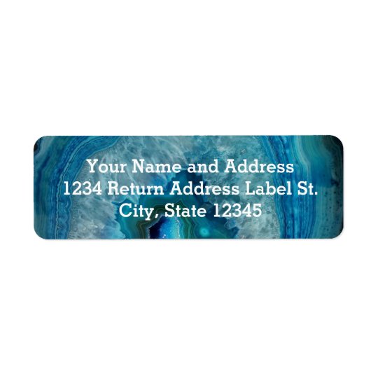 Blue Geode Rock Mineral Agate Crystal Image Return Address Label