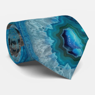 Blue Geode Rock Mineral Agate Crystal Image Tie