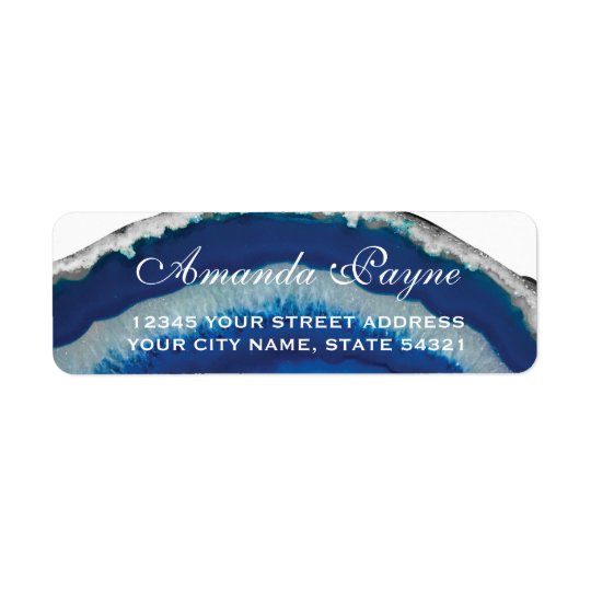 Blue Geode Wedding Return Address Label