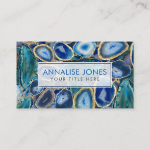 Blue Geodes crystal pattern Business Card