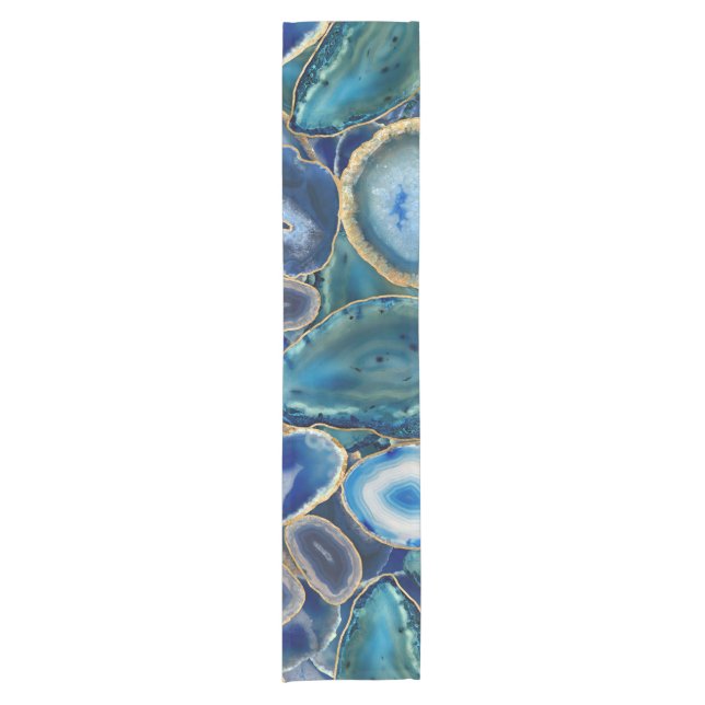Blue Geodes crystal pattern Short Table Runner (Front)