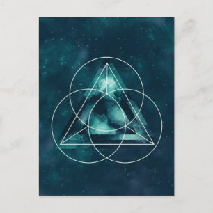 Blue Geometric Astronomical Triangle and Circles Postcard