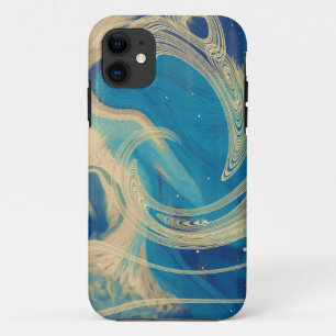 Blue Geometric Colourful Abstract Waves   iPhone 11 Case