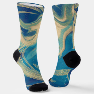 Blue Geometric Colourful Abstract Waves    Socks