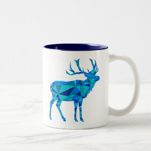 Blue Geometric Elk Two-Tone Coffee Mug