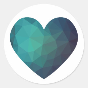 Blue geometric hi-tech broken heart classic round sticker