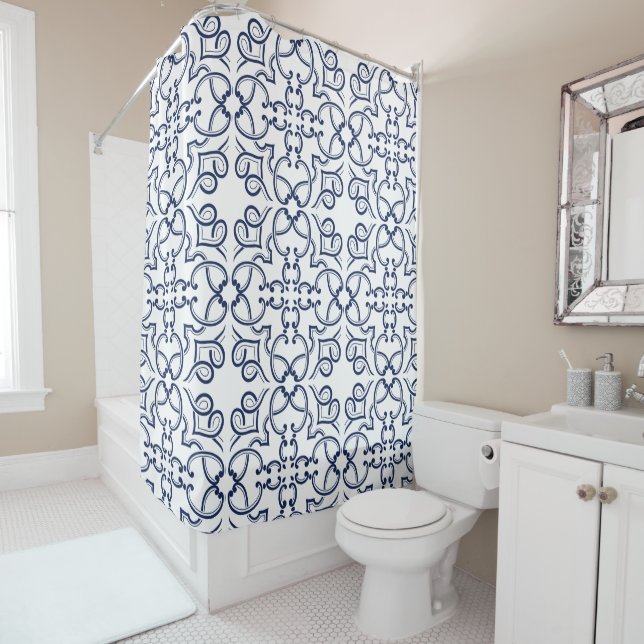 Blue geometric intricate ornamental Moroccan tile (In Situ)