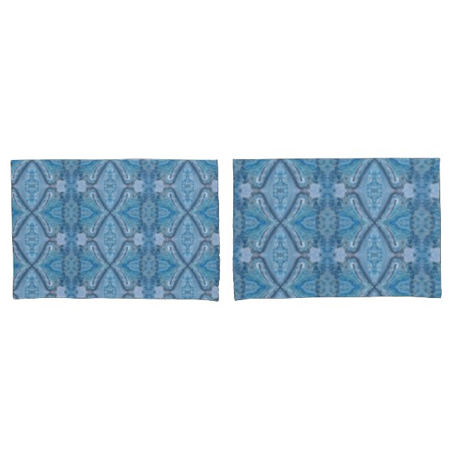 Blue Geometric Mandala Pillowcase (Front-Set)
