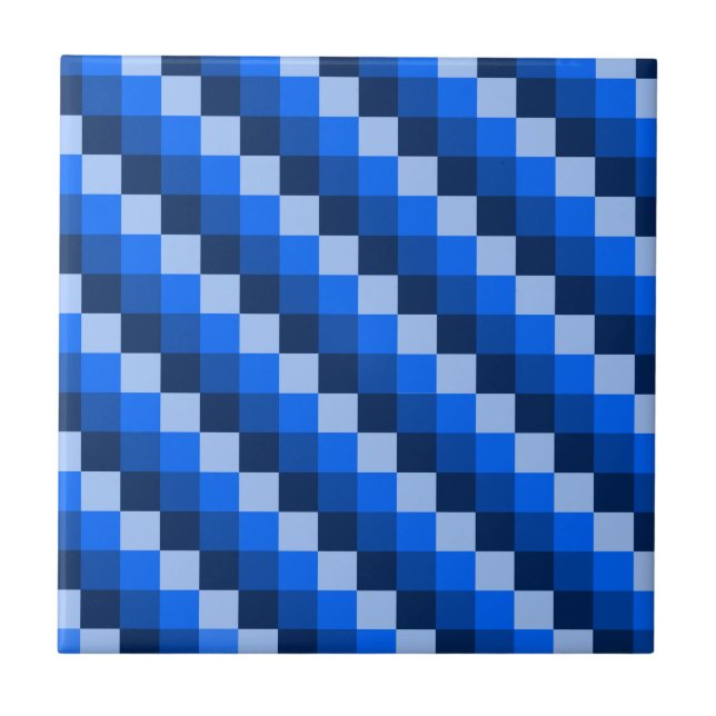 Blue Geometric Mosaic Pattern Tile (Front)