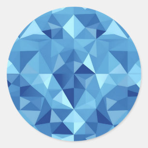 Blue Geometric Mosaic Tile Pattern Classic Round Sticker