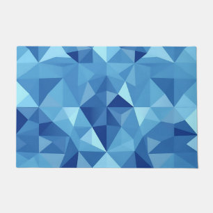 Blue Geometric Mosaic Tile Pattern Doormat