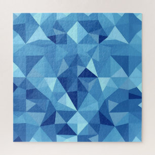 Blue Geometric Mosaic Tile Pattern Jigsaw Puzzle