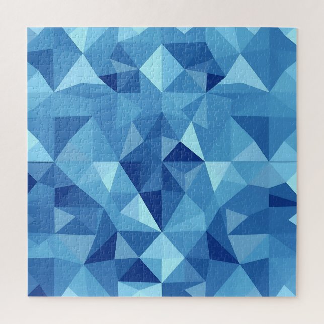 Blue Geometric Mosaic Tile Pattern Jigsaw Puzzle (Vertical)