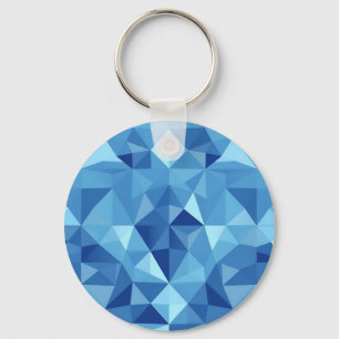 Blue Geometric Mosaic Tile Pattern Keychain