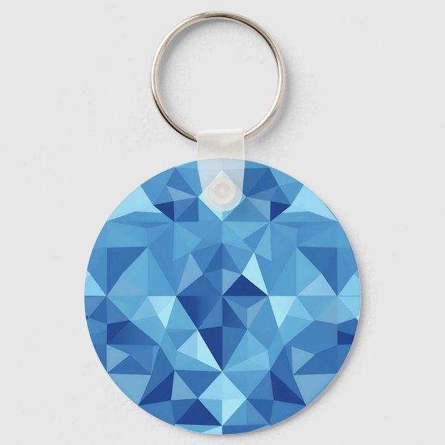 Blue Geometric Mosaic Tile Pattern Keychain (Front)