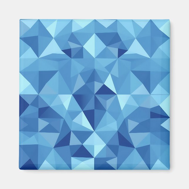 Blue Geometric Mosaic Tile Pattern Magnet (Front)