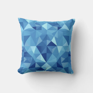 Blue Geometric Mosaic Tile Pattern Throw Pillow