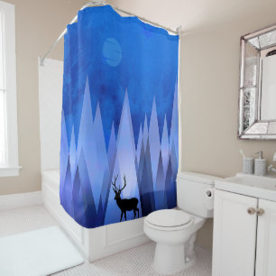 BLUE GEOMETRIC MOUNTAINS DEER