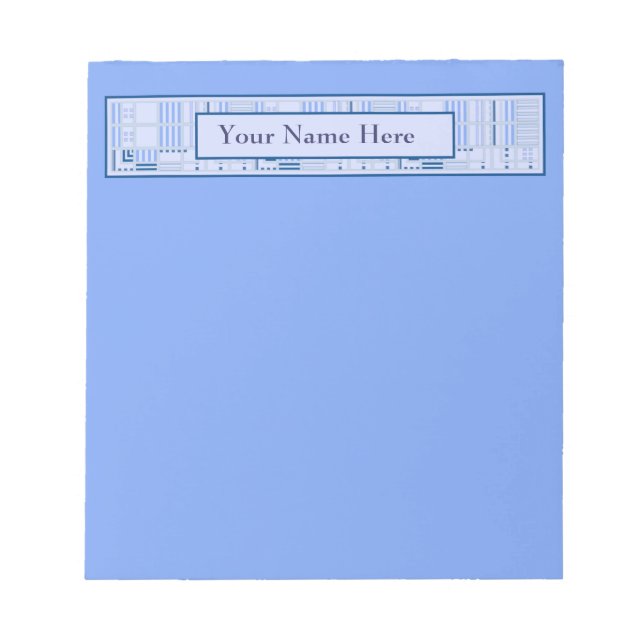 Blue Geometric Notepad with Your Name (Front)