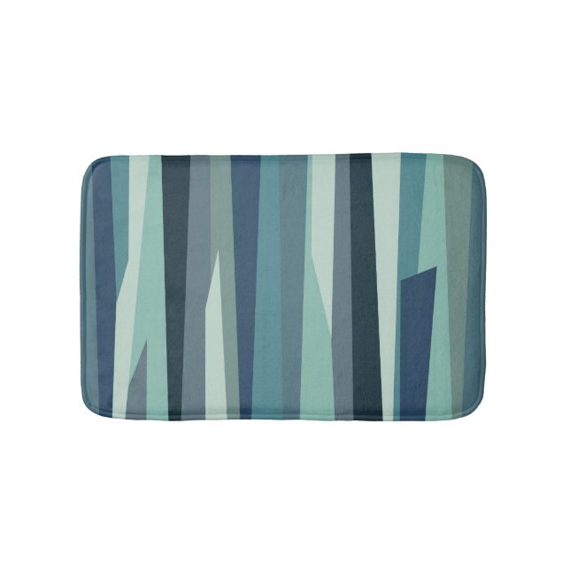 Blue geometric ocean waves bath mat (Front)