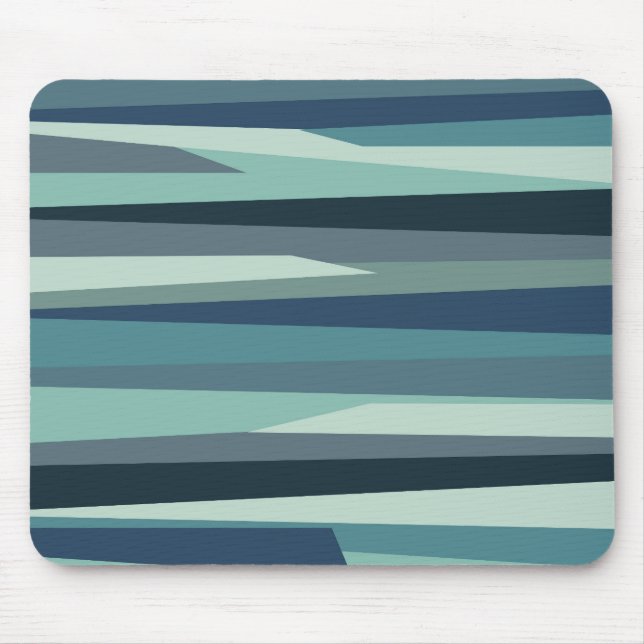Blue geometric ocean waves mouse pad (Front)