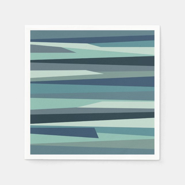 Blue geometric ocean waves napkin (Front)