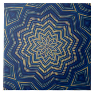 Blue Geometric Pattern Ceramic Tile
