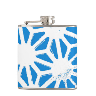Blue geometric pattern hip flask
