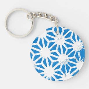 Blue geometric pattern keychain