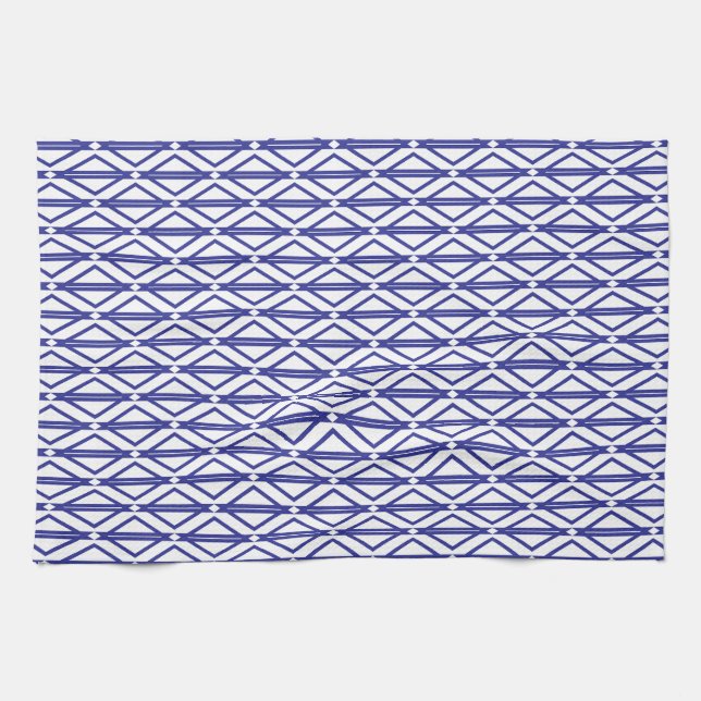 Blue geometric pattern kitchen towel (Horizontal)
