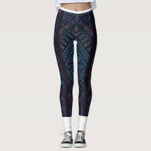Blue Geometric Pattern Leggings 