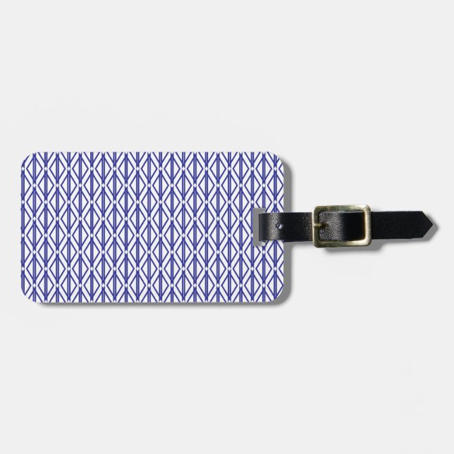 Blue geometric pattern luggage tag (Front Horizontal)