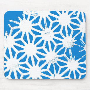 Blue geometric pattern mouse pad
