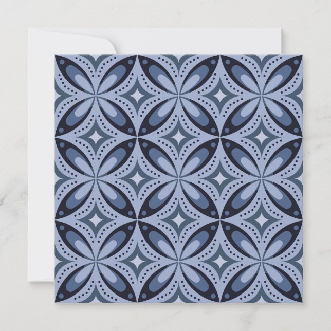 Blue Geometric Pattern Retro Style Announcement (Front)