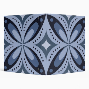 Blue Geometric Pattern Retro Style Binder