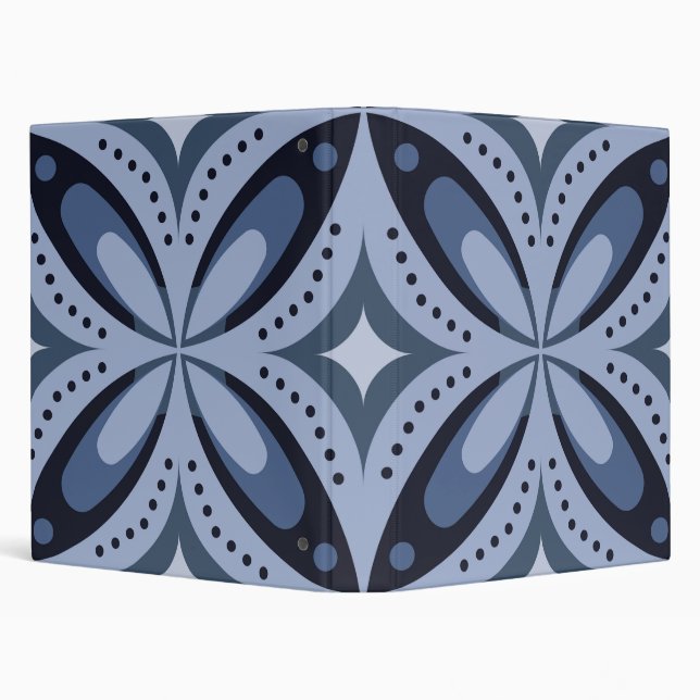 Blue Geometric Pattern Retro Style Binder (Background)