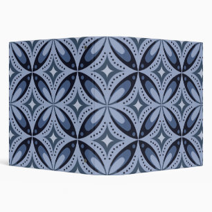 Blue Geometric Pattern Retro Style Binder