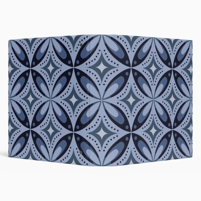 Blue Geometric Pattern Retro Style Binder (Background)