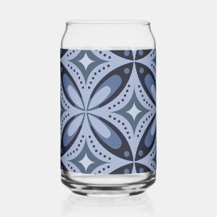 Blue Geometric Pattern Retro Style Can Glass