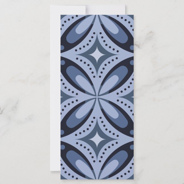 Blue Geometric Pattern Retro Style Card (Front)