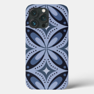 Blue Geometric Pattern Retro Style iPhone 13 Pro Case