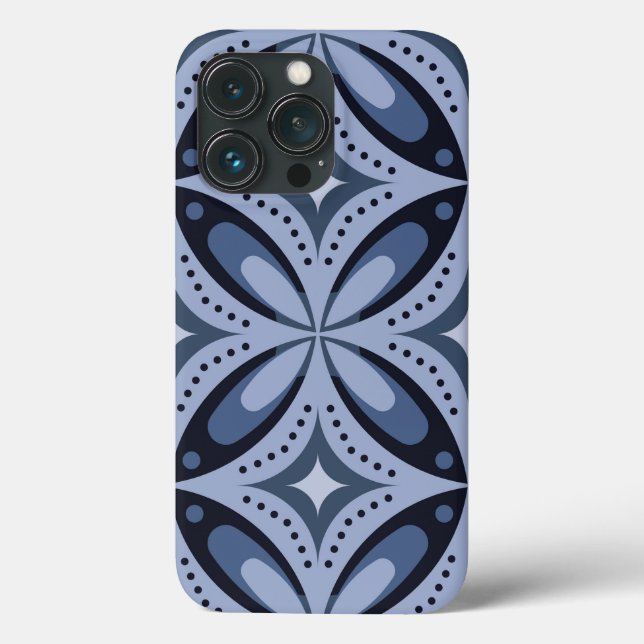 Blue Geometric Pattern Retro Style Case-Mate iPhone Case (Back)