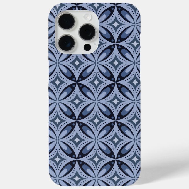 Blue Geometric Pattern Retro Style Case-Mate iPhone Case (Back)