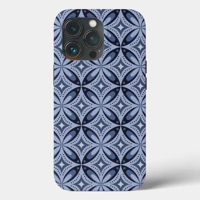 Blue Geometric Pattern Retro Style Case-Mate iPhone Case (Back)