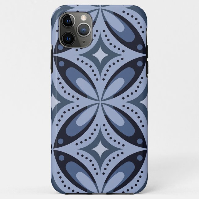 Blue Geometric Pattern Retro Style Case-Mate iPhone Case (Back)