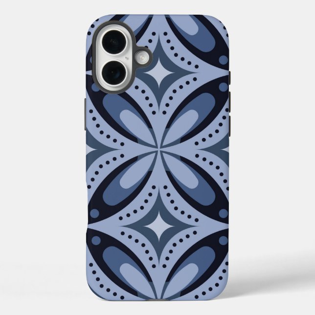 Blue Geometric Pattern Retro Style Case-Mate iPhone Case (Back)