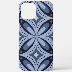 Blue Geometric Pattern Retro Style iPhone 12 Pro Max Case